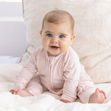 Mameluco con cierre Soft Pink Ribbed Bamboo