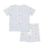 Little Ride print bamboo baby short pajama top and bottoms set