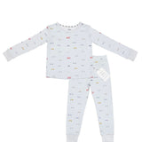 Little Ride print bamboo baby short two-piece pajama set