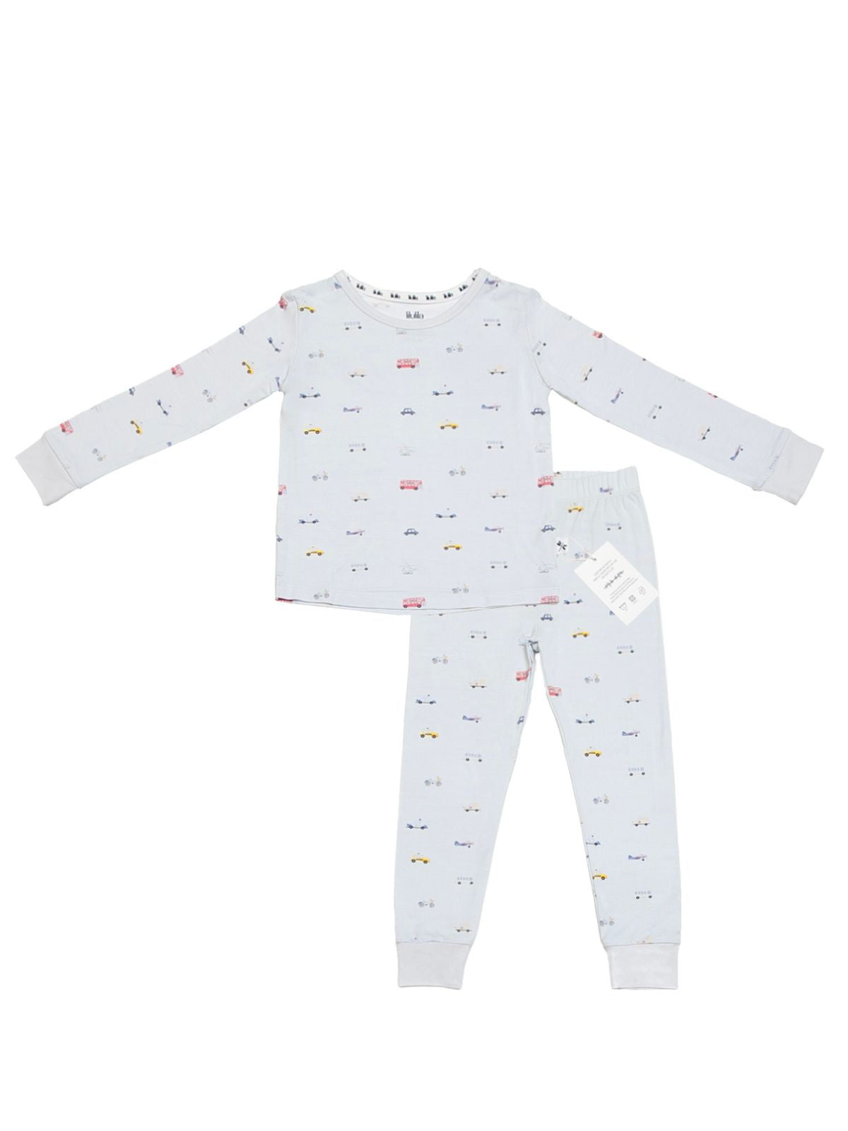 Little Ride print bamboo baby short two-piece pajama set