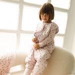 Little hearts print bamboo baby sleeping bag with feet (TOG 2.5)