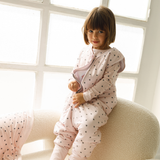Little hearts print bamboo baby sleeping bag with feet (TOG 2.5)