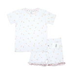 Peach print bamboo baby short pajama top and bottoms set