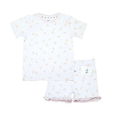 Peach print bamboo baby short pajama top and bottoms set