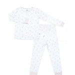 Peach print bamboo baby pajama top and bottoms set