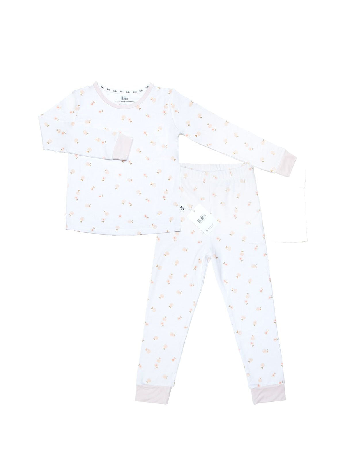 Peach print bamboo baby pajama top and bottoms set