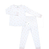Peach print bamboo baby pajama top and bottoms set