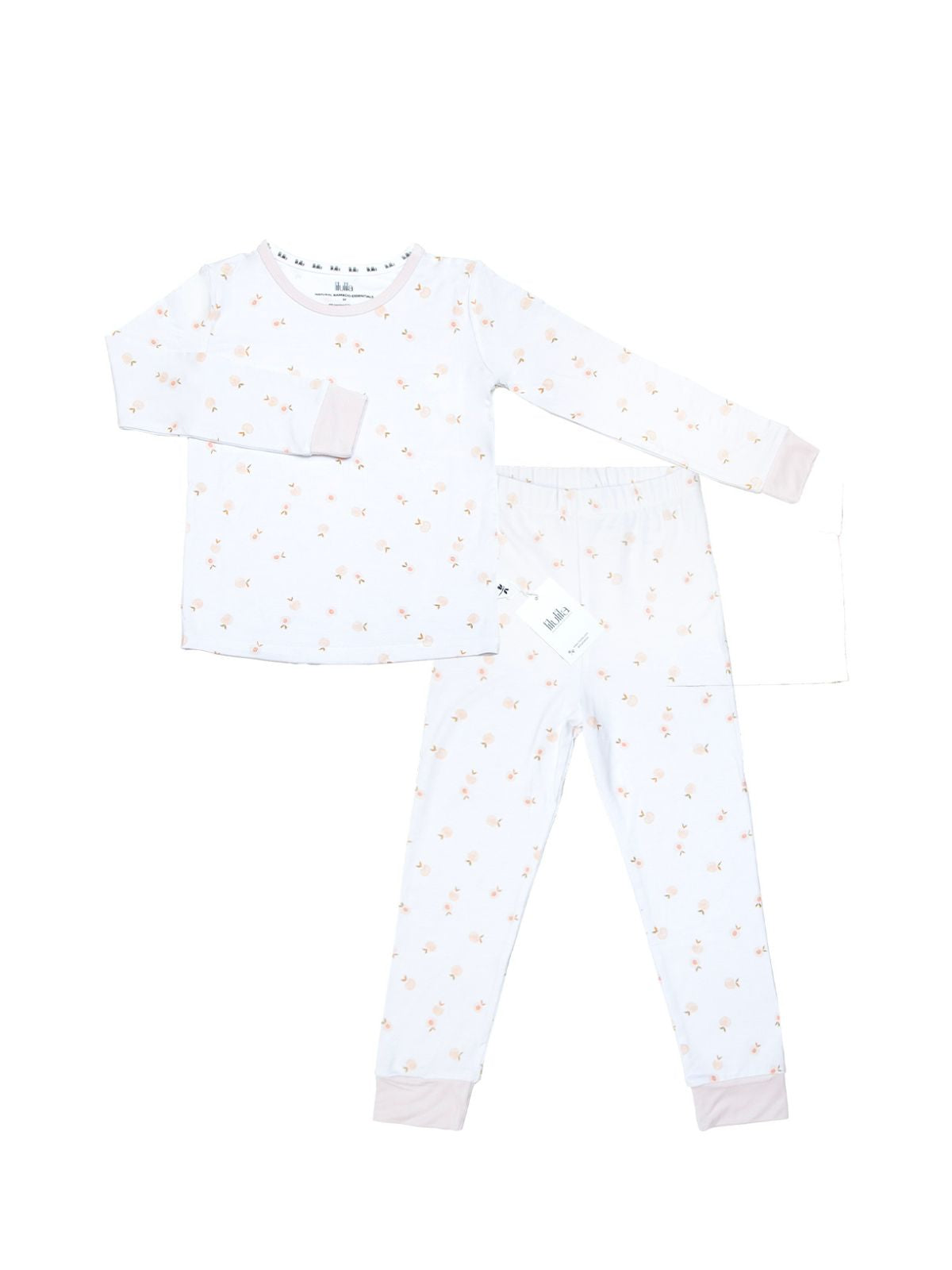 Peach print bamboo baby pajama top and bottoms set