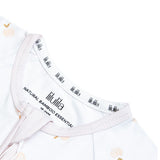 Peach print bamboo baby short sleepsuit with two-way zip