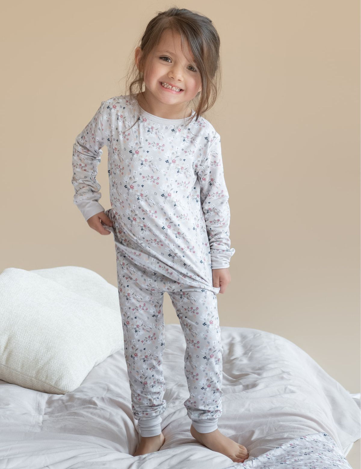 Bouquet print bamboo baby two-piece pajama set