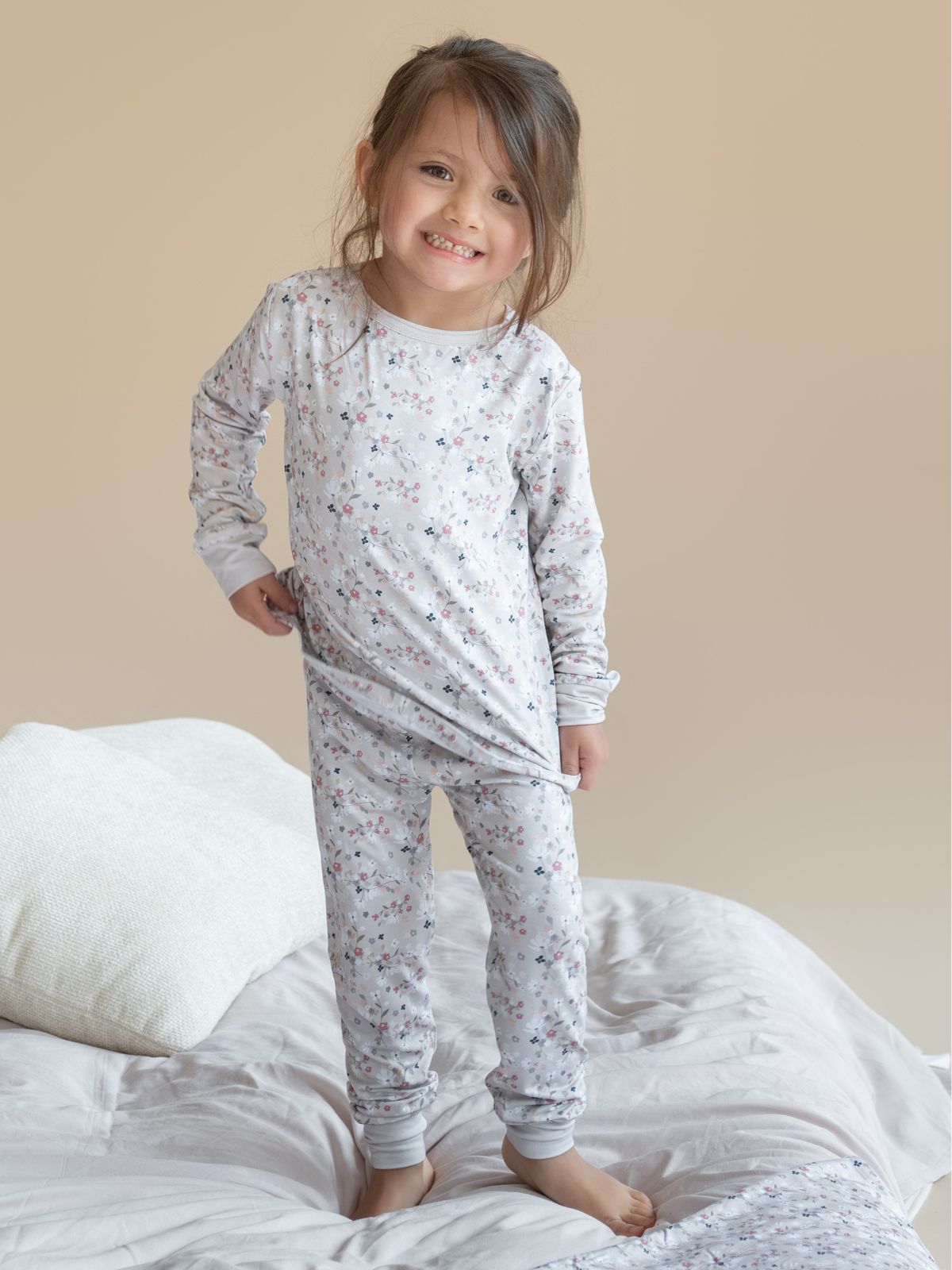 Bouquet print bamboo baby two-piece pajama set