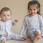 Bouquet print bamboo baby pajama top and bottoms set