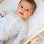 Forest friends print bamboo baby zippy romper with two-way zip