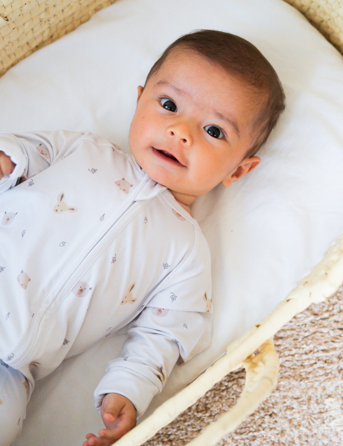 Forest friends print bamboo baby zippy romper with two-way zip