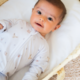 Forest friends print bamboo baby zippy romper with two-way zip