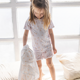 Peach print bamboo baby short two-piece pajama set