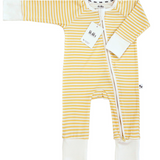 Pijama con cremallera de bambú Yellow Stripes