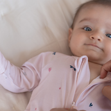 Wild Pink print bamboo baby zippy romper with two-way zip