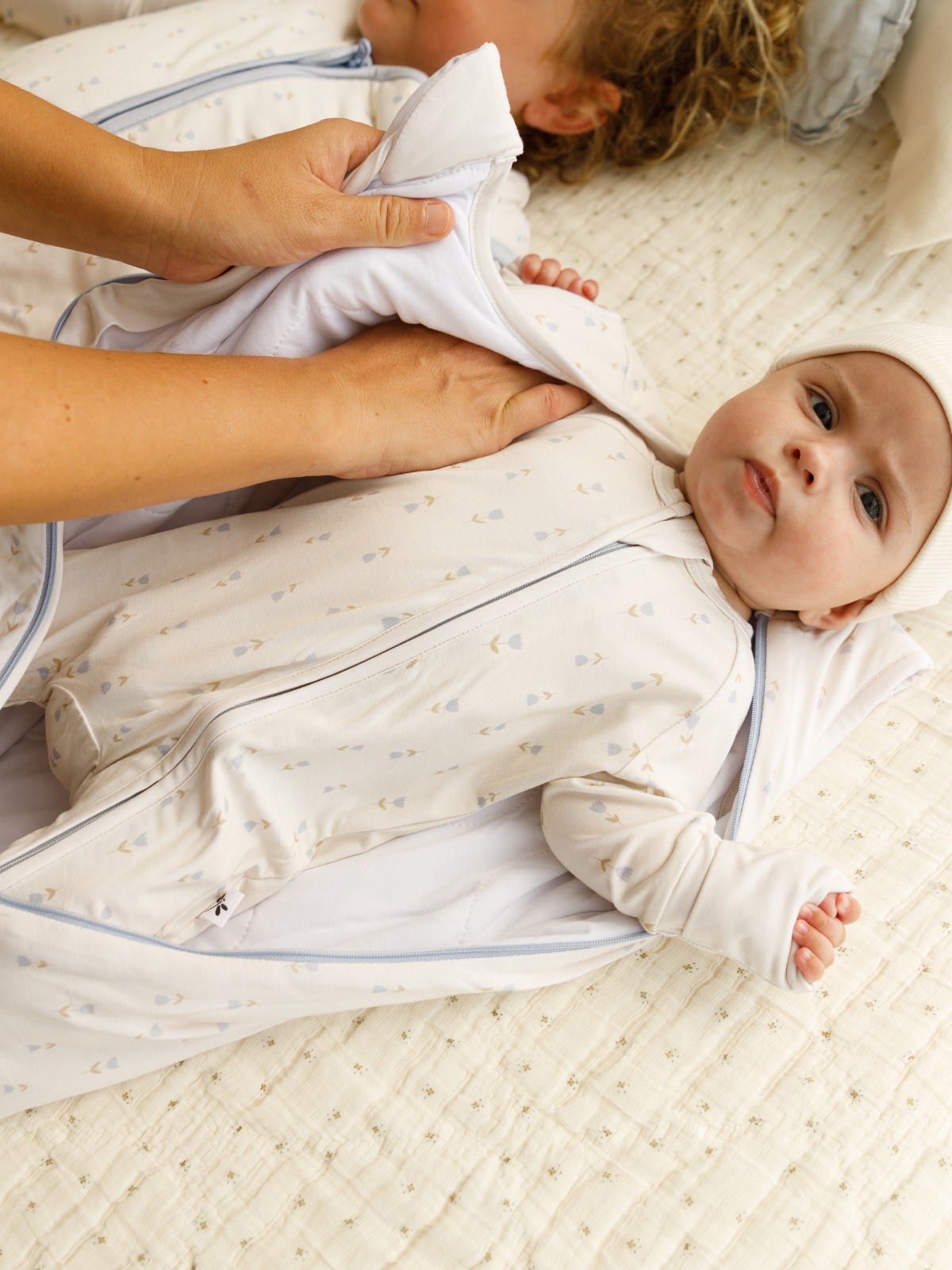 Tulip print bamboo baby wearable blanket sleeping bag