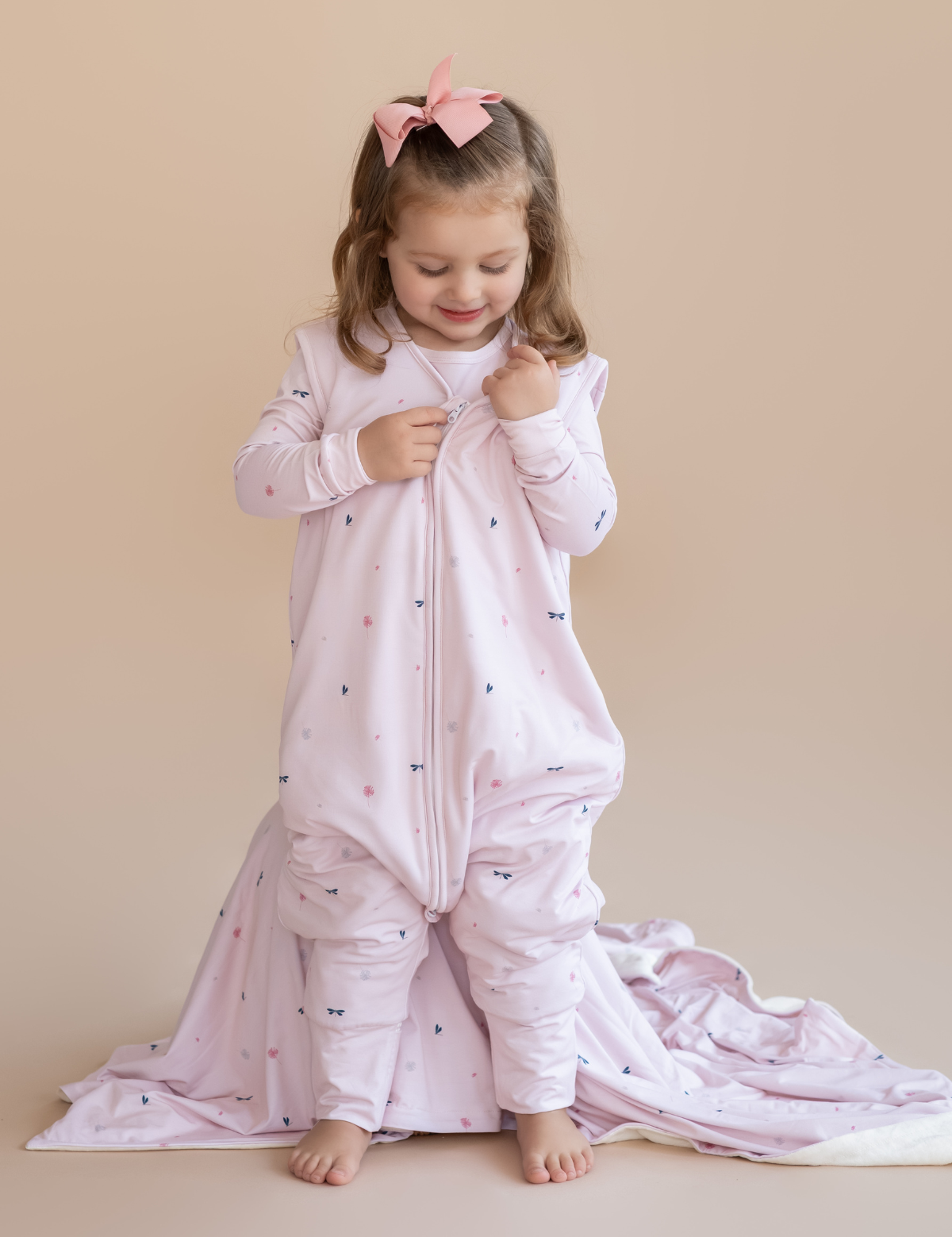 Wild Pink print bamboo baby sleeping bag with feet (TOG 2.5)