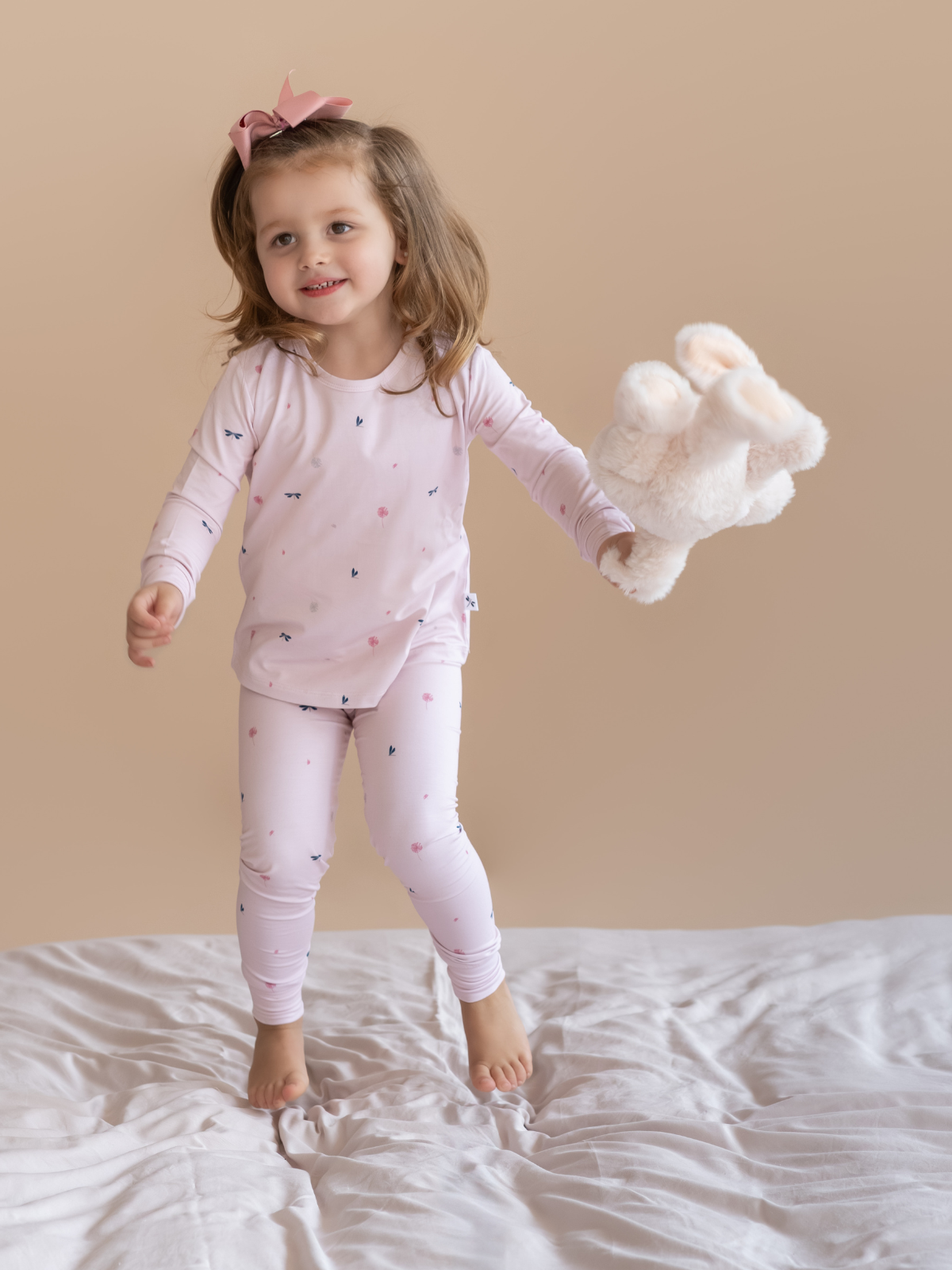 Wild Pink print bamboo baby two-piece pajama set