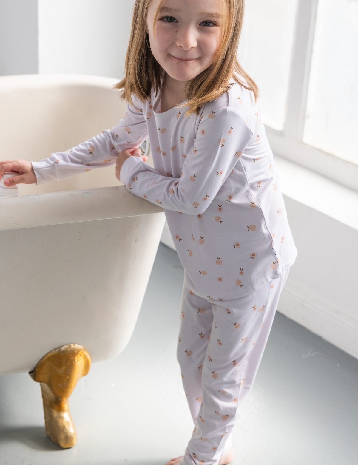 Peach print bamboo baby two-piece pajama set