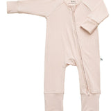 Mameluco con cierre Soft Pink Ribbed Bamboo