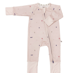 Wild Pink print bamboo baby sleepsuit with two-way zip