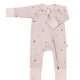 Wild Pink print bamboo baby sleepsuit with two-way zip