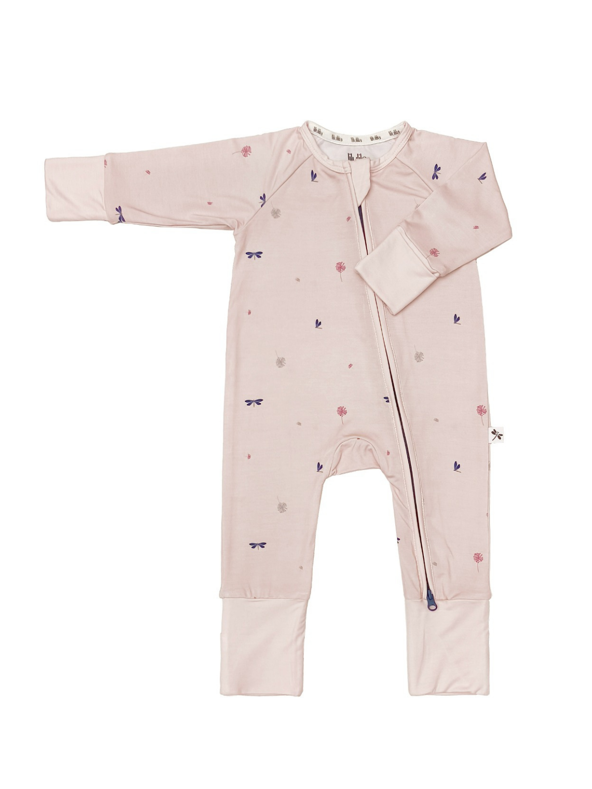 Wild Pink print bamboo baby sleepsuit with two-way zip