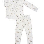 Winter village print bamboo baby pajama top and bottoms set