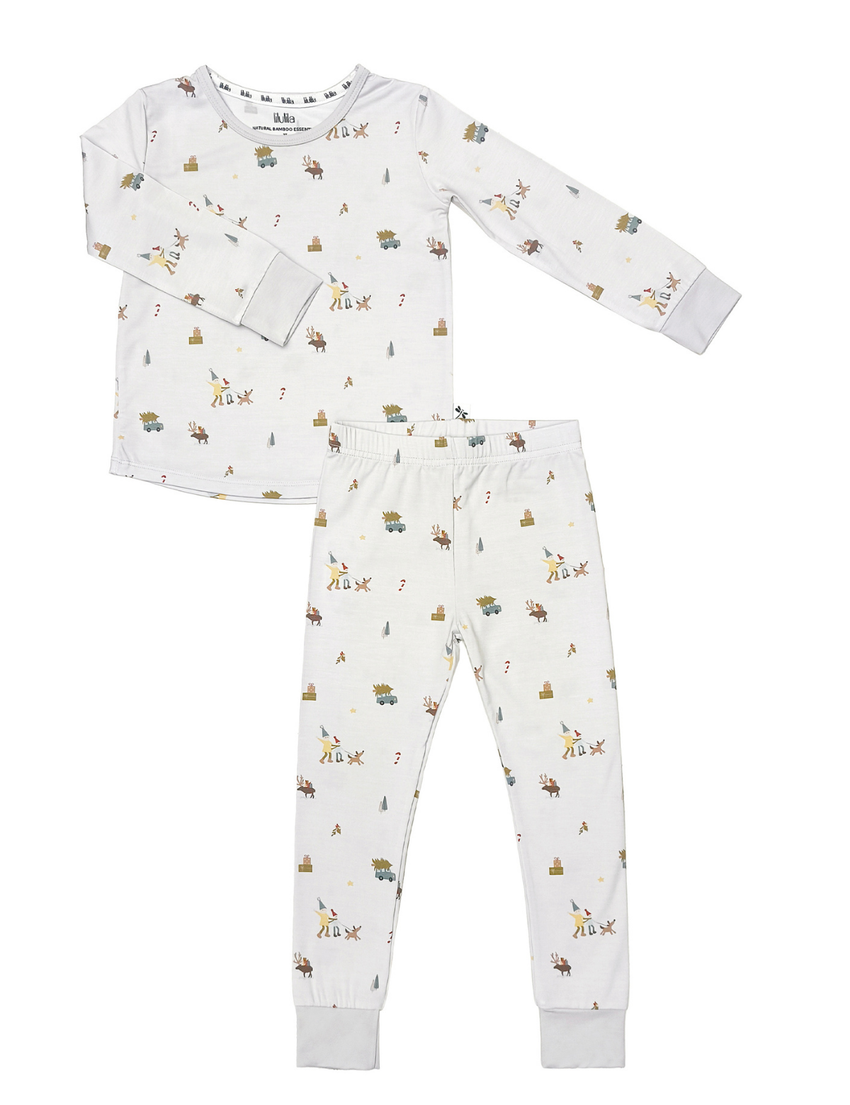 Winter village print bamboo baby pajama top and bottoms set