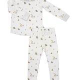 Winter village print bamboo baby pajama top and bottoms set