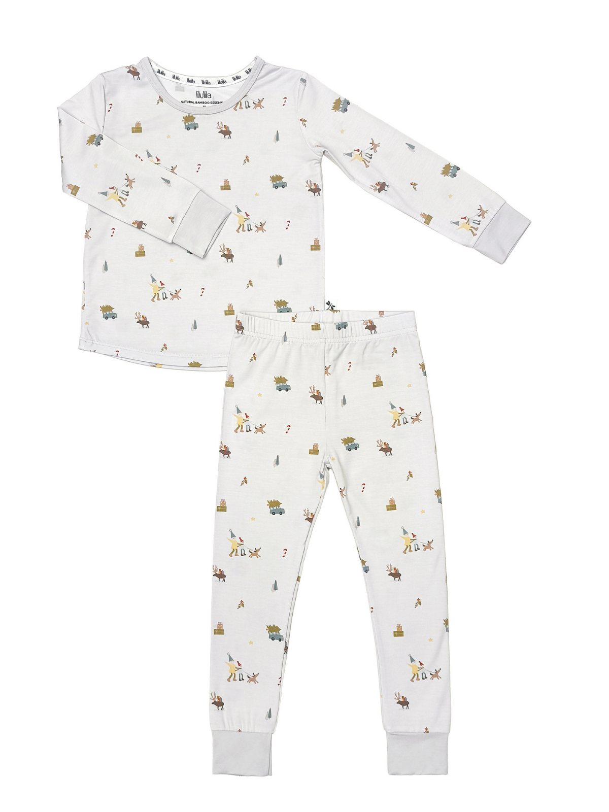 Winter village print bamboo baby pajama top and bottoms set