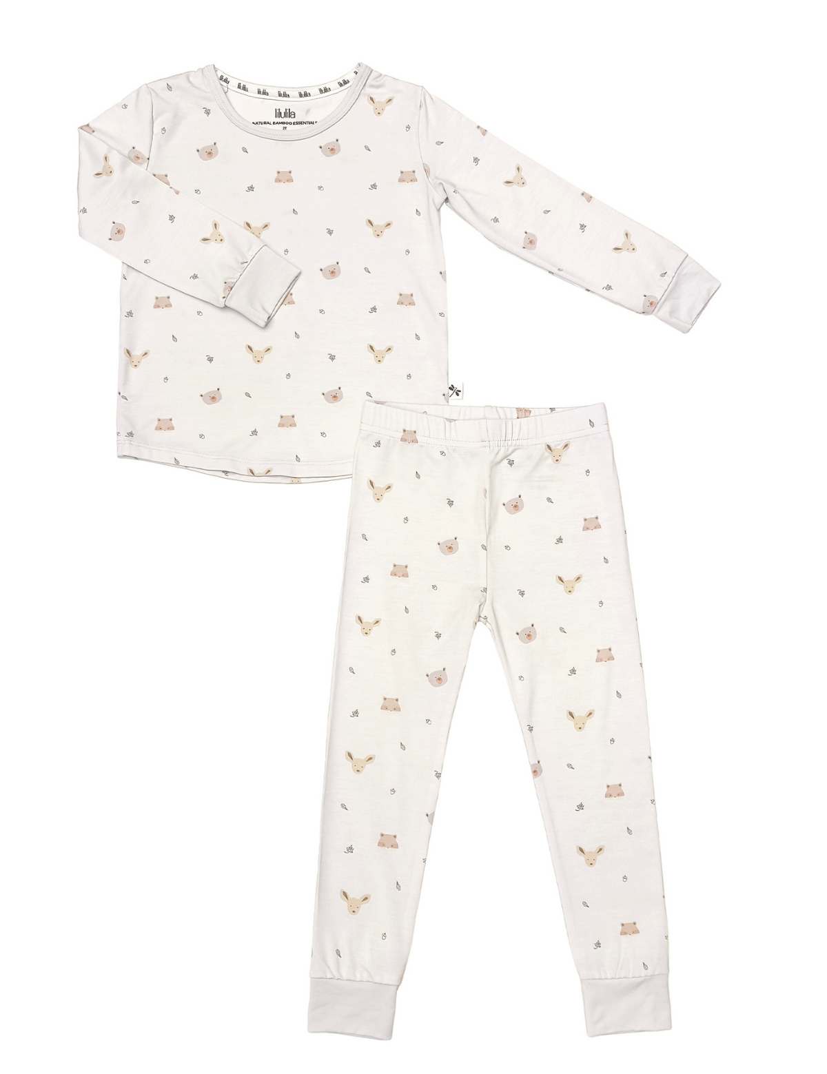 Forest friends print bamboo baby pajama top and bottoms set