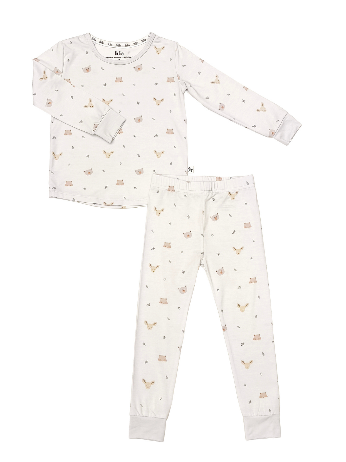 Forest friends print bamboo baby pajama top and bottoms set