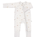Forest friends print bamboo baby sleepsuit with two-way zip