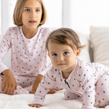 Little hearts print bamboo baby two-piece pajama set