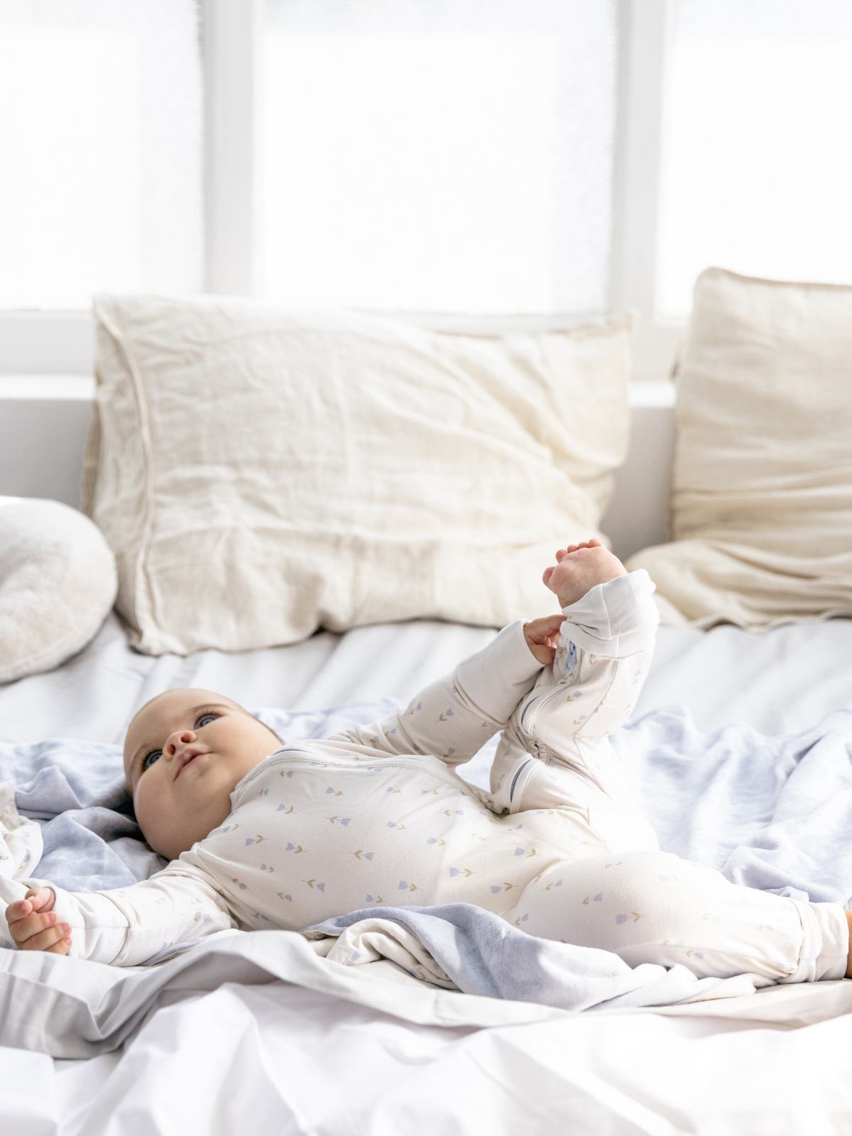 Tulip print bamboo baby blanket (2-in-1)
