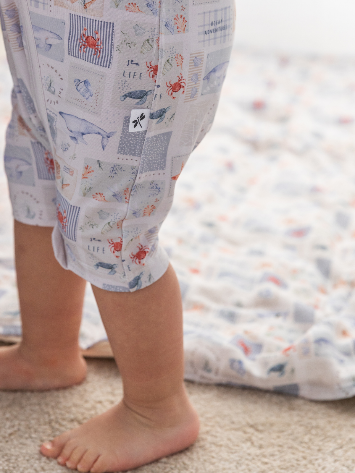 Ocean life print bamboo baby muslin cloth