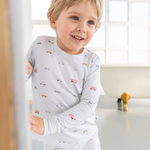 Little Ride print bamboo baby short pajama top and bottoms set