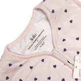 Little hearts print bamboo baby sleeping bag with feet (TOG 2.5)