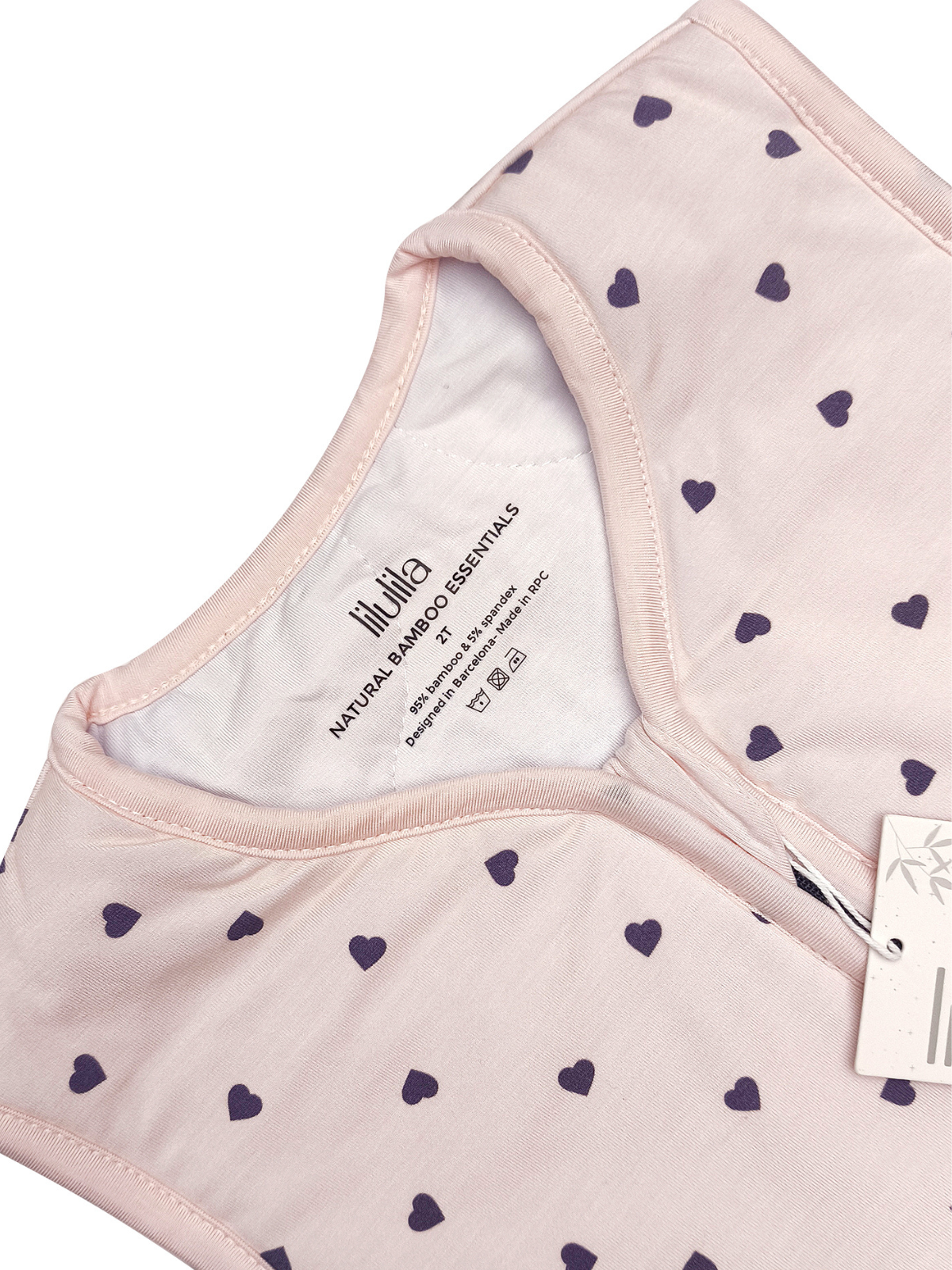 Little hearts print bamboo baby sleeping bag with feet (TOG 2.5)