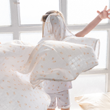 Peach print bamboo baby muslin swaddle