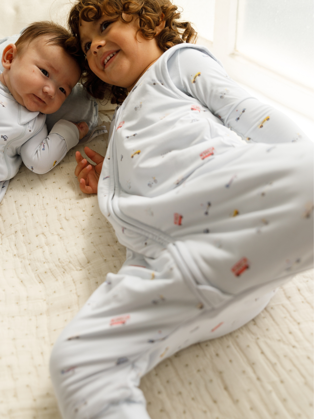 Little Ride print bamboo baby wearable blanket sleeping bag with feet