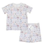 Ocean life print bamboo baby short pajama top and bottoms set