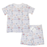 Ocean life print bamboo baby short pajama top and bottoms set