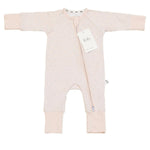 Coral floral print bamboo baby sleepsuit with two-way zip