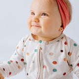 Confetti print bamboo baby sleepsuit with two-way zip