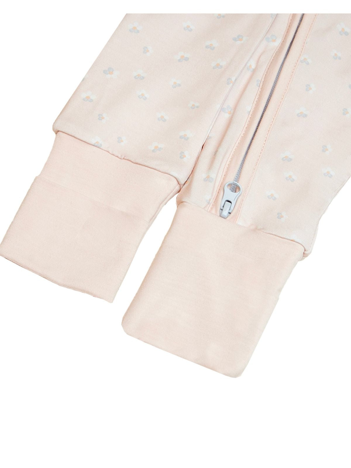 Coral floral print bamboo baby sleepsuit with two-way zip